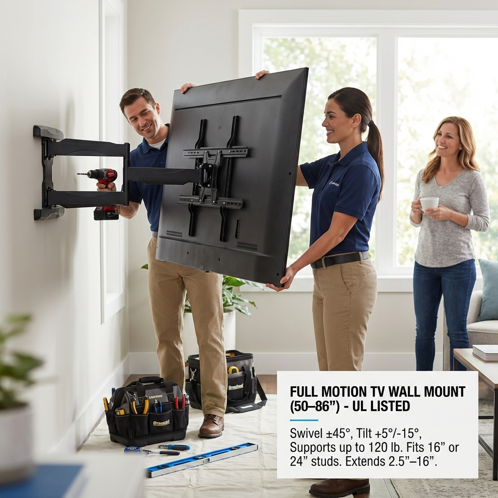 Full Motion TV Wall Mount (50–86") - UL Listed